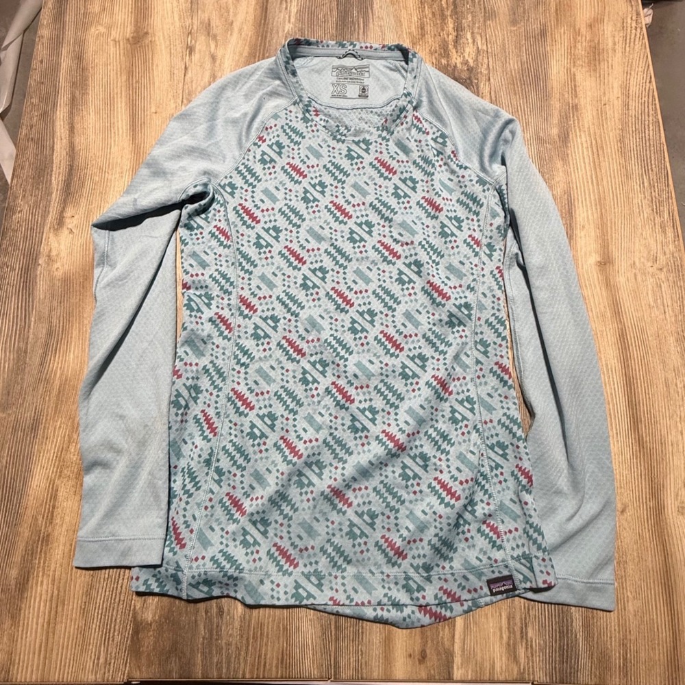 Patagonia Capilene Midweight Top Blue Geometric Gorpcore